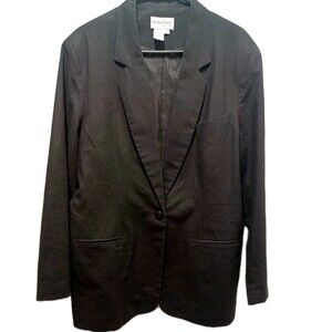 Newport News Women's Black Linen Blend Blazer Jacket Size20 Business Casual